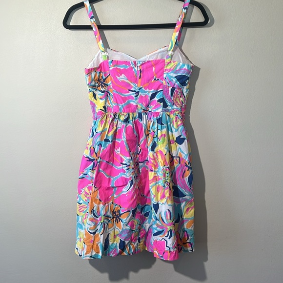 Lilly Pulitzer Dress Christine Besame Mucho‎ Women 2 smocked Poplin fit & flare - Picture 4 of 15